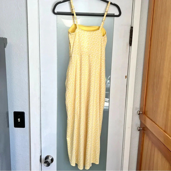Hollister Yellow Cinched Floral Side Slit Midi Sun Dress Summer Spring Size XS - Picture 9 of 15